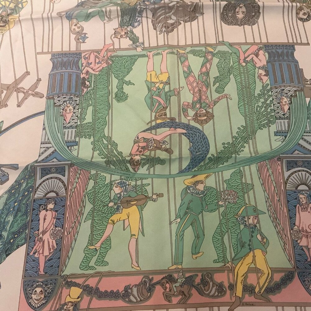Hermes silk scarf.  "Le Temps de Marionnette" - Picture 4 of 5
